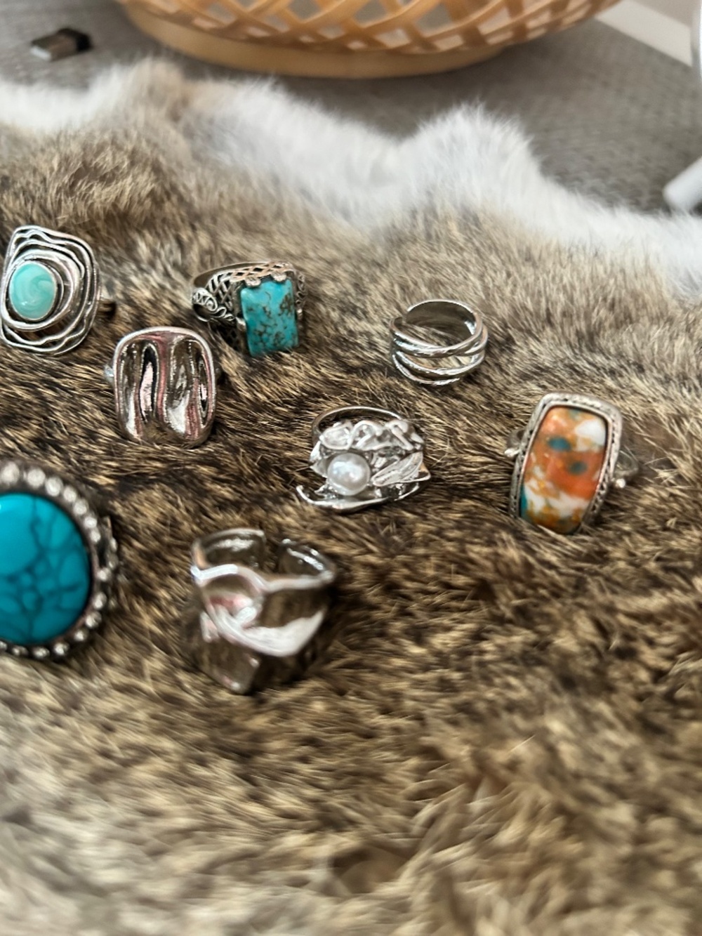 Assorted 10 Rings including Turquoise. - Picture 3 of 6